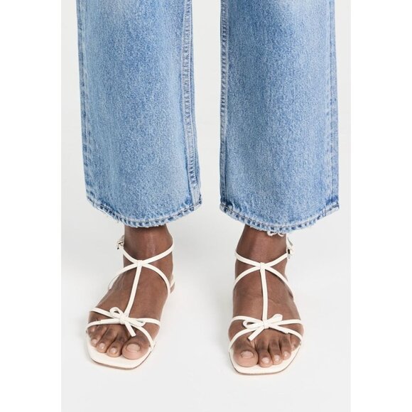 Reformation Shoes - Anthropologie Reformation Maya Bow Sandals Size 6 Patent Leather Ivory